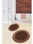 Dijital Baskılı Yıkanabilir Bathroom Yazılı Yuvarlak Banyo Paspası, Klozet-01-Kahve, 3
