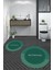 Dijital Baskılı Yıkanabilir Bathroom Yazılı Yuvarlak Banyo Paspası, Klozet-02-Yeşil, 1