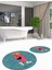 Dijital Baskılı Yıkanabilir Ayıcık Desenli Ikili Banyo Halısı Paspas Yuvarlak, Klozet-34-Mavi, 2