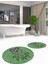 Dijital Baskılı Yıkanabilir Baykuş Desenli Ikili Banyo Halısı Paspas Yuvarlak, Klozet-35-Yeşil, 2