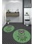 Dijital Baskılı Yıkanabilir Baykuş Desenli Ikili Banyo Halısı Paspas Yuvarlak, Klozet-35-Yeşil, 4