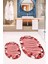 3d Dijital Baskılı Yıkanabilir Modern Desenli Ikili Banyo Halısı Paspas Oval, Klozet-47-Kırmızı, 2