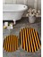 Dijital Baskılı Yıkanabilir Çizgili Modern Ikili Banyo Halısı Paspas Oval, Klozet-50-Turuncu, 4