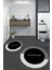 Dijital Baskılı Yıkanabilir Bathroom Yazılı Yuvarlak Banyo Paspası, Klozet-02-Siyah, 1