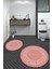 Dijital Baskılı Yıkanabilir Desenli Bathroom Yazılı Yuvarlak Banyo Paspası, Klozet-05-Pembe, 1