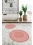 Dijital Baskılı Yıkanabilir Desenli Bathroom Yazılı Yuvarlak Banyo Paspası, Klozet-05-Pembe, 2