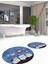 Dijital Baskılı Yıkanabilir Kalipli Kediler Desenli Ikili Banyo Halısı Yuvarlak, Klozet-42-Mavi, 1