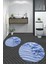 3d Dijital Baskılı Yıkanabilir Modern Ikili Banyo Halısı Paspas Yuvarlak, Klozet-48-Mavi, 2