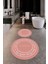 Dijital Baskılı Yıkanabilir Desenli Bathroom Yazılı Yuvarlak Banyo Paspası, Klozet-05-Pembe, 5