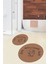 Dijital Baskılı Modern Yıkanabilir Ikili Yuvarlak Banyo Halısı Paspas, Klozet-11-Kahve, 2