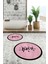 Dijital Baskılı Yıkanabilir Çerçeveli Bath Yazılı Ikili Yuvarlak Banyo Halısı Paspas, Klozet-10-Pembe, 1