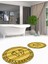 Dijital Baskılı Yıkanabilir Çerçeveli Ayak Izi Desenli Ikili Yuvarlak Banyo Halısı, Klozet-19-Sarı, 5