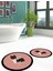 Dijital Baskılı Yıkanabilir Kaktüs Çiçek Desenli Ikili Yuvarlak Banyo Halısı, Klozet-22-Pembe, 1