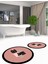 Dijital Baskılı Yıkanabilir Kaktüs Çiçek Desenli Ikili Yuvarlak Banyo Halısı, Klozet-22-Pembe, 4