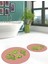 Dijital Baskılı Yıkanabilir Kaktüs Desenli Ikili Yuvarlak Banyo Halısı Paspas, Klozet-23-Pembe, 1