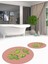 Dijital Baskılı Yıkanabilir Kaktüs Desenli Ikili Yuvarlak Banyo Halısı Paspas, Klozet-23-Pembe, 4