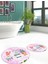 Dijital Baskılı Yıkanabilir Renkli Kaktüs Desenli Ikili Banyo Halısı Yuvarlak, Klozet-24-Pembe, 1