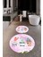 Dijital Baskılı Yıkanabilir Renkli Kaktüs Desenli Ikili Banyo Halısı Yuvarlak, Klozet-24-Pembe, 2
