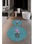 Dijital Baskılı Yıkanabilir Modern Çiçekli Ikili Banyo Halısı Paspas Yuvarlak, Klozet-29-Mavi, 1