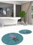 Dijital Baskılı Yıkanabilir Modern Çiçekli Ikili Banyo Halısı Paspas Yuvarlak, Klozet-29-Mavi, 3