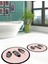 Dijital Baskılı Yıkanabilir Renkli Yapraklı Desen Ikili Banyo Halısı Yuvarlak, Klozet-26-Pembe, 1