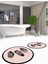 Dijital Baskılı Yıkanabilir Renkli Yapraklı Desen Ikili Banyo Halısı Yuvarlak, Klozet-26-Pembe, 4