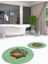 Dijital Baskılı Yıkanabilir Renkli Yaprak Desen Ikili Banyo Halısı Yuvarlak, Klozet-27-Yeşil, 3