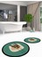 Dijital Baskılı Yıkanabilir Renkli Çiçekli Ikili Banyo Halısı Paspas Yuvarlak, Klozet-28-Yeşil, 3