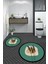 Dijital Baskılı Yıkanabilir Renkli Çiçekli Ikili Banyo Halısı Paspas Yuvarlak, Klozet-28-Yeşil, 5