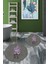 Dijital Baskılı Yıkanabilir Modern Çiçekli Ikili Banyo Halısı Paspas Yuvarlak, Klozet-29-Gri, 4