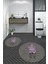 Dijital Baskılı Yıkanabilir Modern Çiçekli Ikili Banyo Halısı Paspas Yuvarlak, Klozet-29-Gri, 5