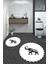 Dijital Baskılı Yıkanabilir Fil Desenli Ikili Banyo Halısı Paspas Yuvarlak, Klozet-32-Beyaz, 5