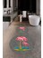 Dijital Baskılı Yıkanabilir Flamingo Desenli Ikili Banyo Halısı Paspas Yuvarlak, Klozet-30-Gri, 1