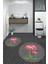 Dijital Baskılı Yıkanabilir Flamingo Desenli Ikili Banyo Halısı Paspas Yuvarlak, Klozet-30-Gri, 5