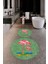 Dijital Baskılı Yıkanabilir Flamingo Desenli Ikili Banyo Halısı Paspas Yuvarlak, Klozet-30-Yeşil, 1