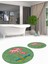 Dijital Baskılı Yıkanabilir Flamingo Desenli Ikili Banyo Halısı Paspas Yuvarlak, Klozet-30-Yeşil, 3