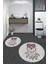 Dijital Baskılı Yıkanabilir Baykuş Desenli Ikili Banyo Halısı Paspas Yuvarlak, Klozet-35-Gri, 4