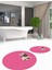 Dijital Baskılı Yıkanabilir Sevimli Köpek Ikili Banyo Halısı Paspas Yuvarlak, Klozet-38-Pembe, 2