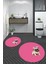 Dijital Baskılı Yıkanabilir Sevimli Köpek Ikili Banyo Halısı Paspas Yuvarlak, Klozet-38-Pembe, 4