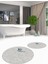 Dijital Baskılı Yıkanabilir Modern Kuş Desenli Ikili Banyo Halısı Paspas Yuvarlak, Klozet-36-Gri, 2