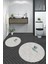 Dijital Baskılı Yıkanabilir Modern Kuş Desenli Ikili Banyo Halısı Paspas Yuvarlak, Klozet-36-Gri, 4