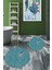 Dijital Baskılı Yıkanabilir Modern Kuş Desenli Ikili Banyo Halısı Paspas Yuvarlak, Klozet-36-Mavi, 3
