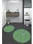 Dijital Baskılı Yıkanabilir Modern Kuş Desenli Ikili Banyo Halısı Paspas Yuvarlak, Klozet-36-Yeşil, 4