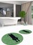 Dijital Baskılı Yıkanabilir Sevimli Kedi Ikili Banyo Halısı Paspas Yuvarlak, Klozet-39-Yeşil, 1