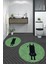 Dijital Baskılı Yıkanabilir Sevimli Kedi Ikili Banyo Halısı Paspas Yuvarlak, Klozet-39-Yeşil, 3