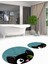 Dijital Baskılı Yıkanabilir Kedi Desenli Ikili Banyo Halısı Paspas Yuvarlak, Klozet-40-Mavi, 1