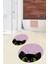 Dijital Baskılı Yıkanabilir Kedi Desenli Ikili Banyo Halısı Paspas Yuvarlak, Klozet-40-Pembe, 5