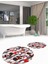3d Dijital Baskılı Yıkanabilir Kelebek Desenli Ikili Banyo Halısı Paspas Yuvarlak, Klozet-44-Kırmızı, 1