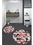 3d Dijital Baskılı Yıkanabilir Kelebek Desenli Ikili Banyo Halısı Paspas Yuvarlak, Klozet-44-Kırmızı, 3