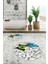 3d Kelebek Desenli Yıkanabilir Kolay Silinir Ikili Banyo Halısı Paspas Yuvarlak, Klozet-45-Renkli, 3